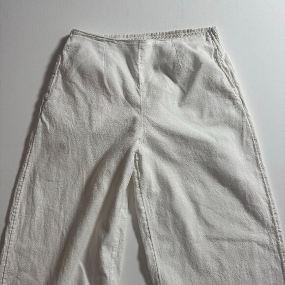 White Linen Pants Womens Large Wide Leg Roxy Fisherman - Picture 5 of 9